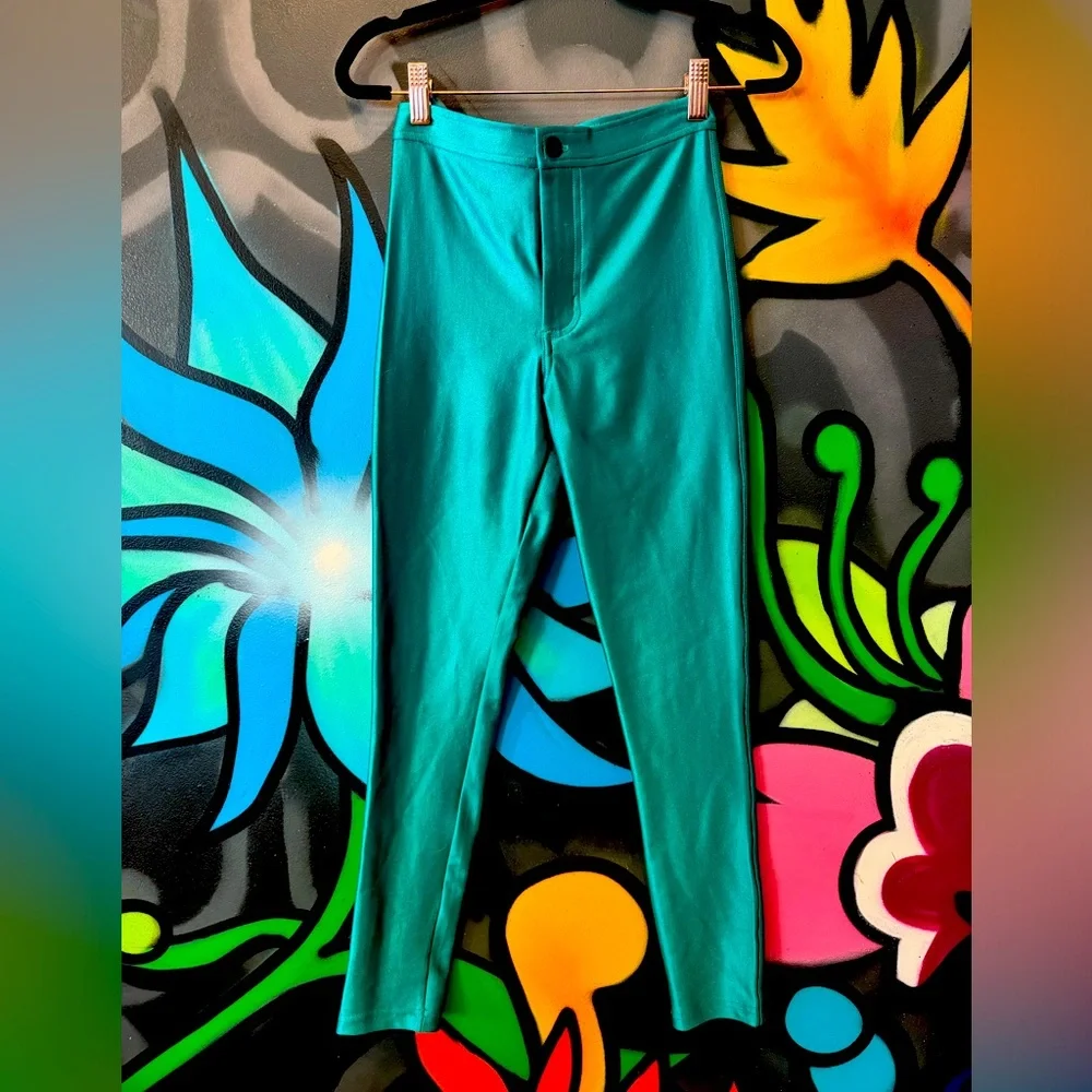 American apperal high waisted teal disco pants - Picture 1 of 1